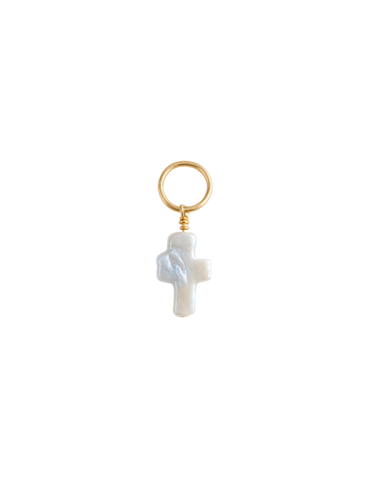 Pearl Cross Charm