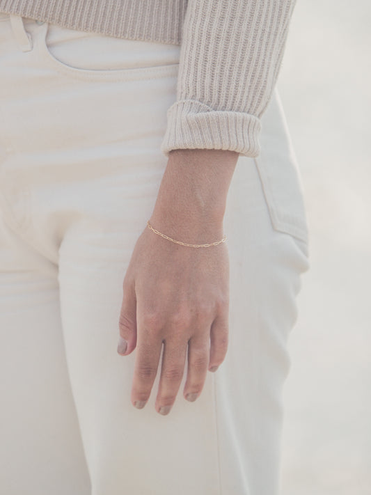mini gold paperclip chain bracelet