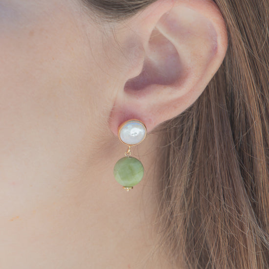 Jade Earrings in Green, worn