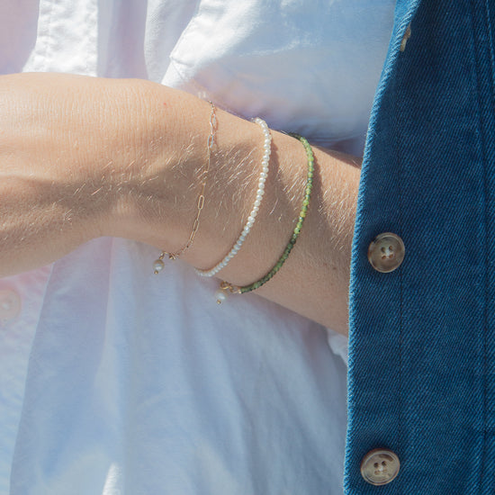 Lia Bracelet in Dark Green, worn