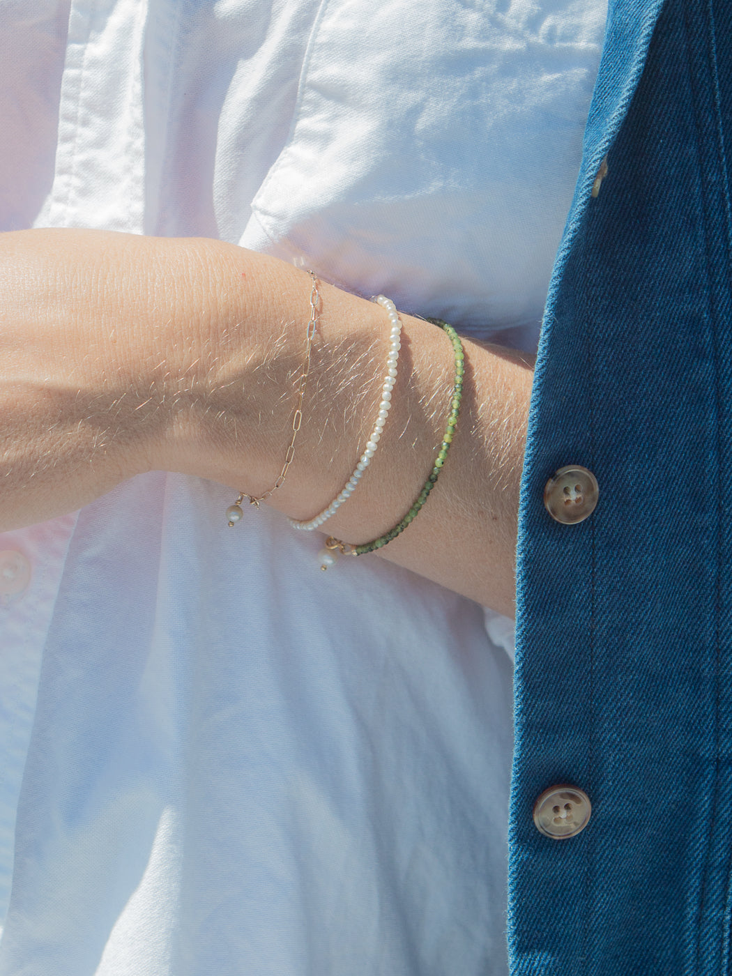 Lia Bracelet in Dark Green, worn