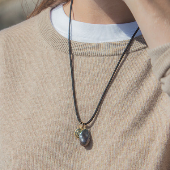 Maeve Necklace in Black, worn
