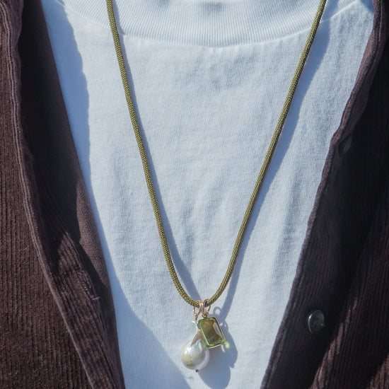 Maeve Necklace in Green, worn