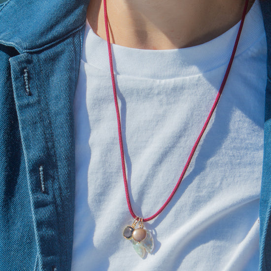 Maeve Necklace in Red, worn