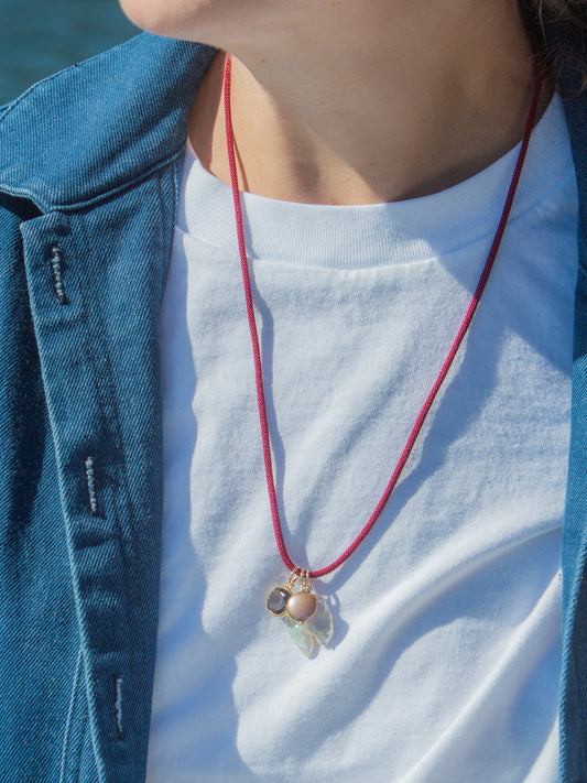 Maeve Necklace in Red, worn