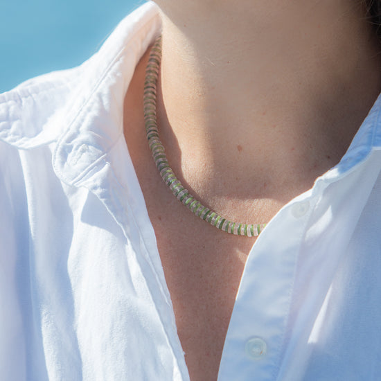 Scarlett Necklace in Green Multi, worn