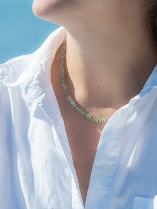 Scarlett Necklace in Green Multi, worn