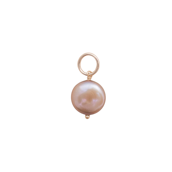 Small Coin Pearl Charm in Taupe
