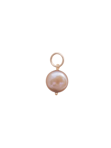 Small Coin Pearl Charm in Taupe