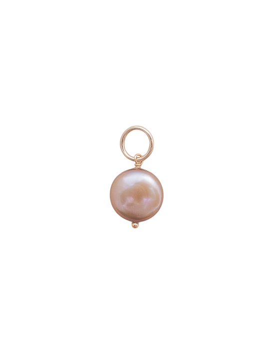 Small Coin Pearl Charm in Taupe