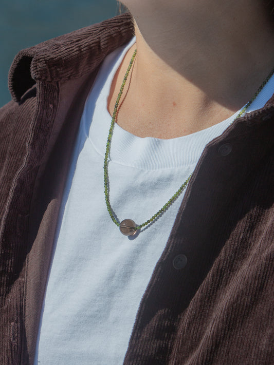 Tini Necklace in Green, worn