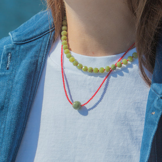 Tini Necklace in red, worn