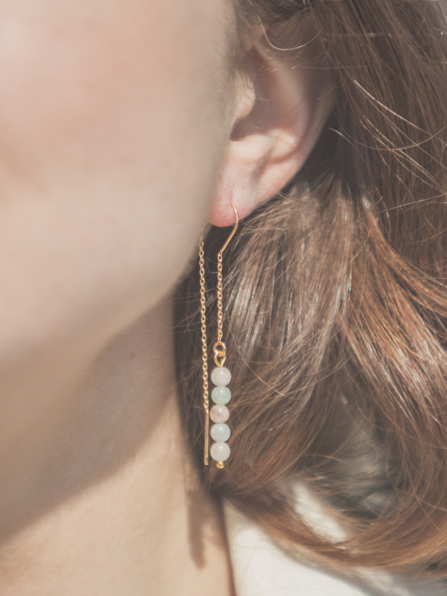 multi color gemstone threader earring
