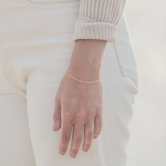 mini gold paperclip chain bracelet