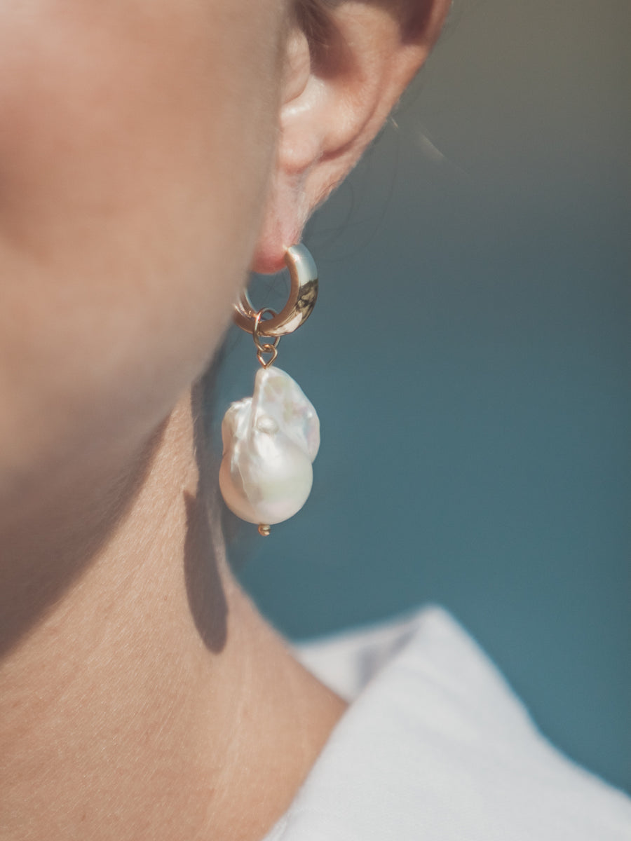 large freshwater pearl charm for hoop earring
